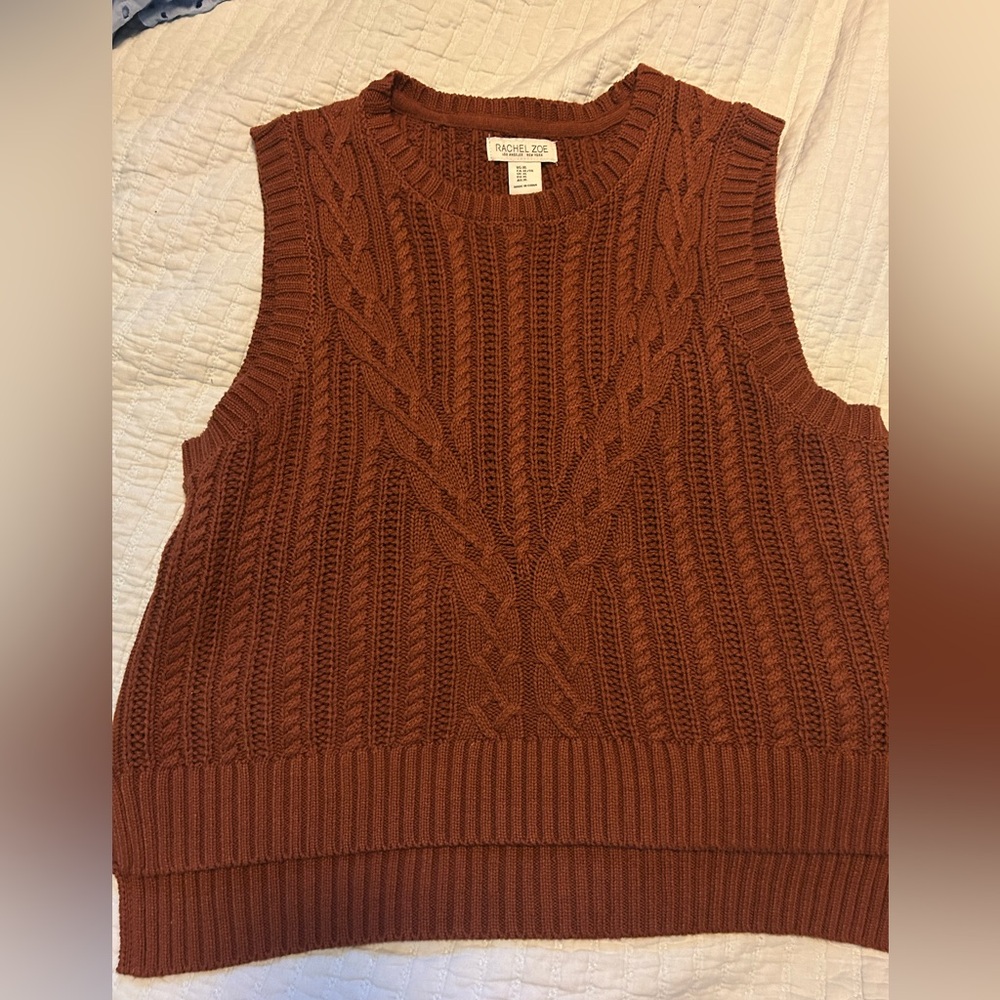 Rachel Zoe Rust Cable Knit Vest